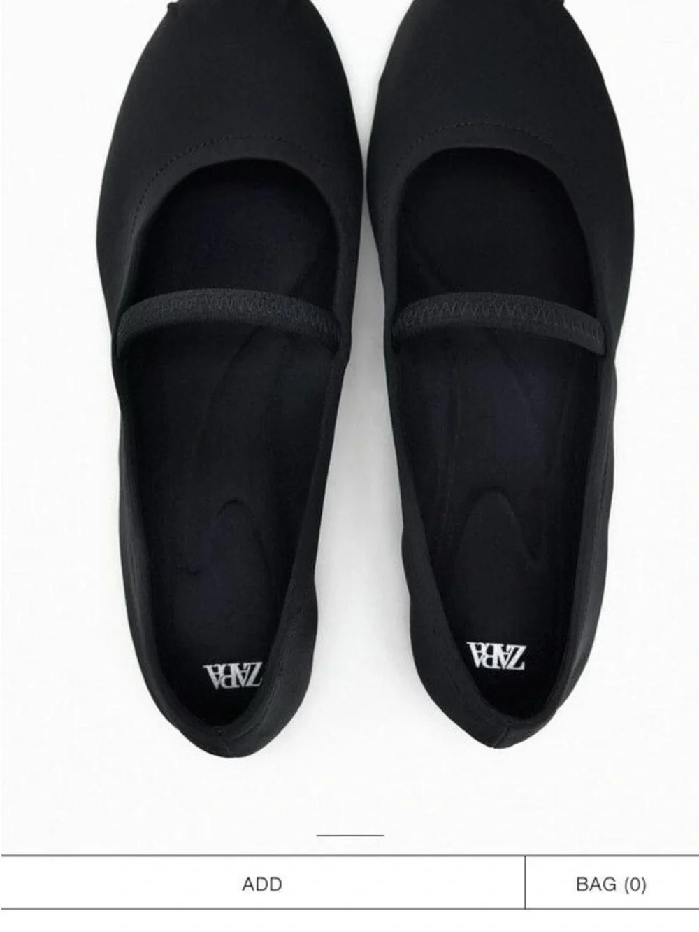 Zara Black Ballet Flats with Elastic Strap